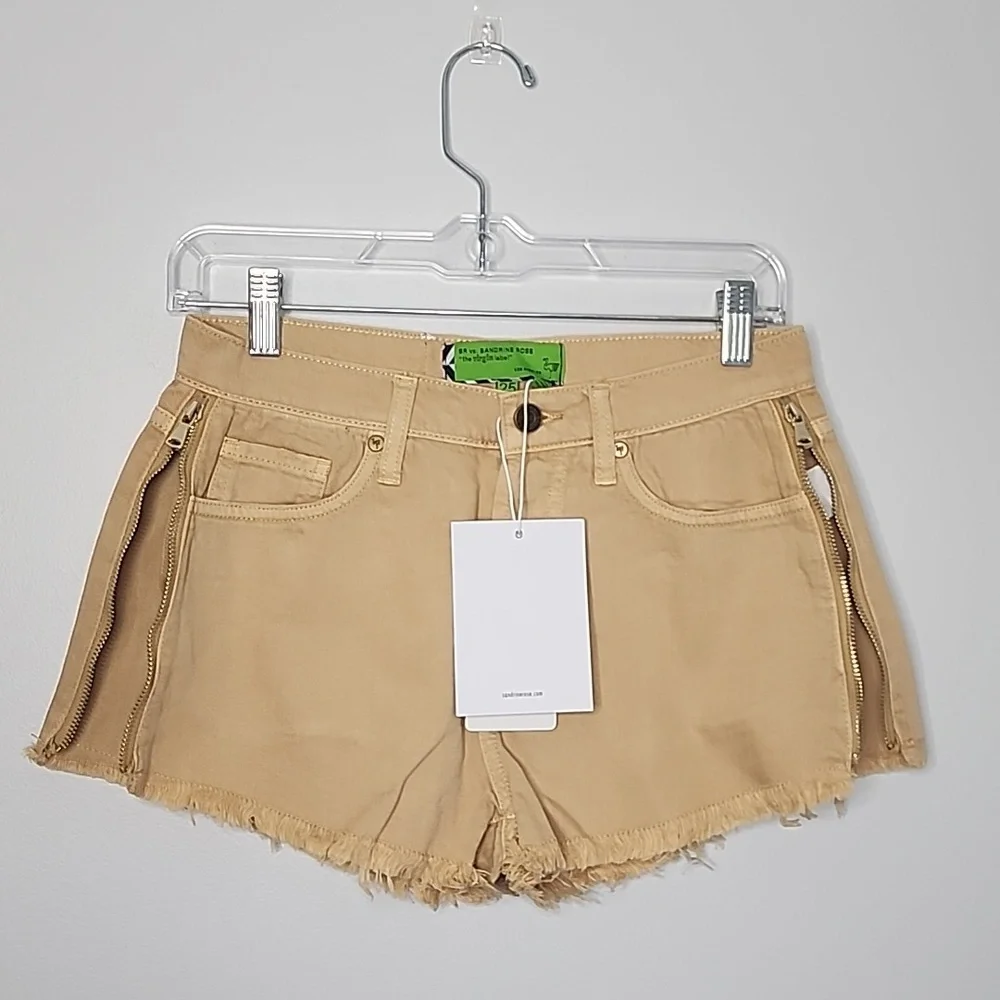 Sandrine Rose by Free People Beige Shorts with Side Zippers Size 25